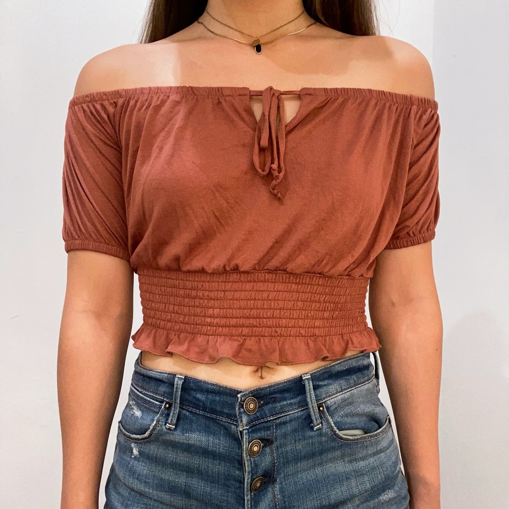Cotton On Off the Shoulder Crop Top - S / Orange